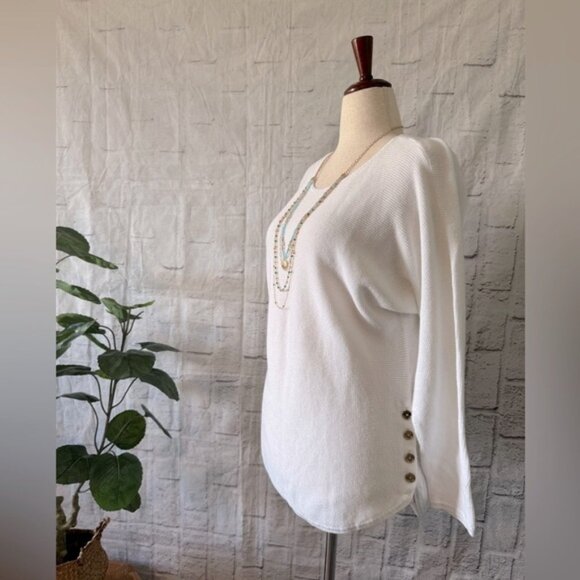 Michael Kors White Long Sleeve Batwing Knit Tunic, in Women’s Size XL - Picture 9 of 14